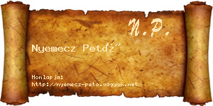 Nyemecz Pető névjegykártya